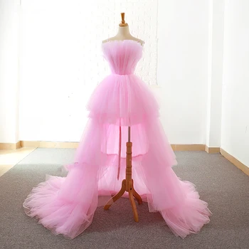 

2019 New Custom Made High Low Prom Dresses Vestido De Festa Alibaba China Pink Ruffle Tiered Sleeveless Formal Evening Gowns