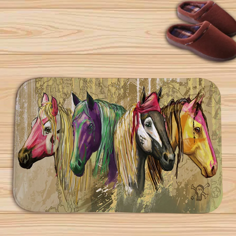 

3D horse printing European floor mats anime mats flannel carpet floor mats bathroom mats bedroom mat door mats