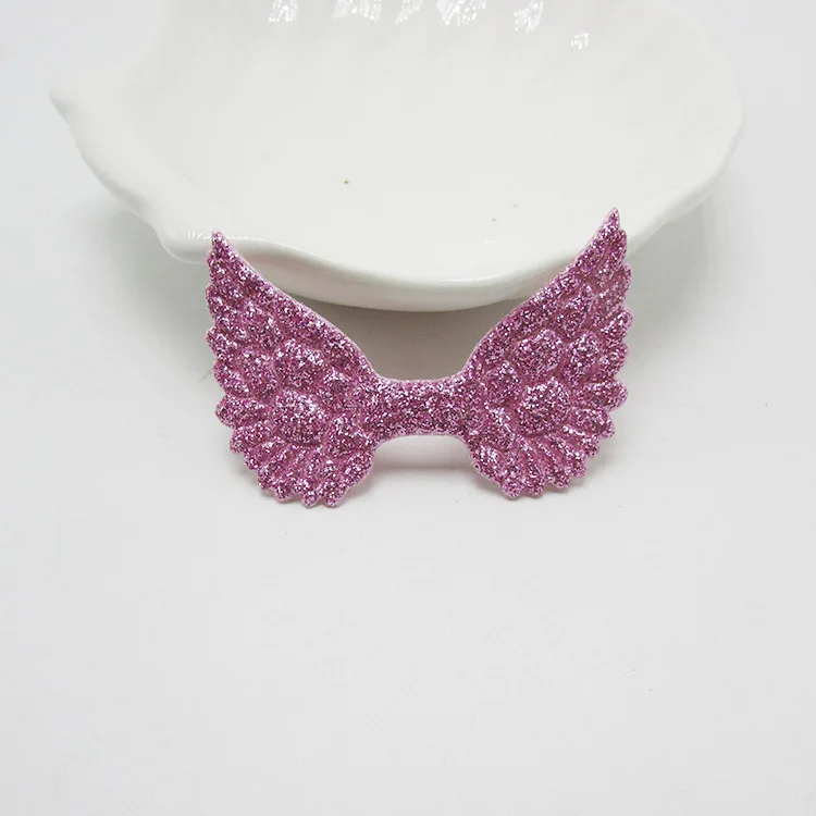 Pink Appliqued 30-100 шт блестки Крылья Ангела патчи Аппликации DIY ремесло поставки дети головные уборы шпилька аксессуары материал мягкий тиснение - Цвет: Pink Appliqued