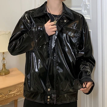 

Pu Chaqueta Cuero Vintage Streetwear Hip Hop Punk Gothic PU Leather Jackets Cool Outerwear Men New Leather Jacket Coat Male