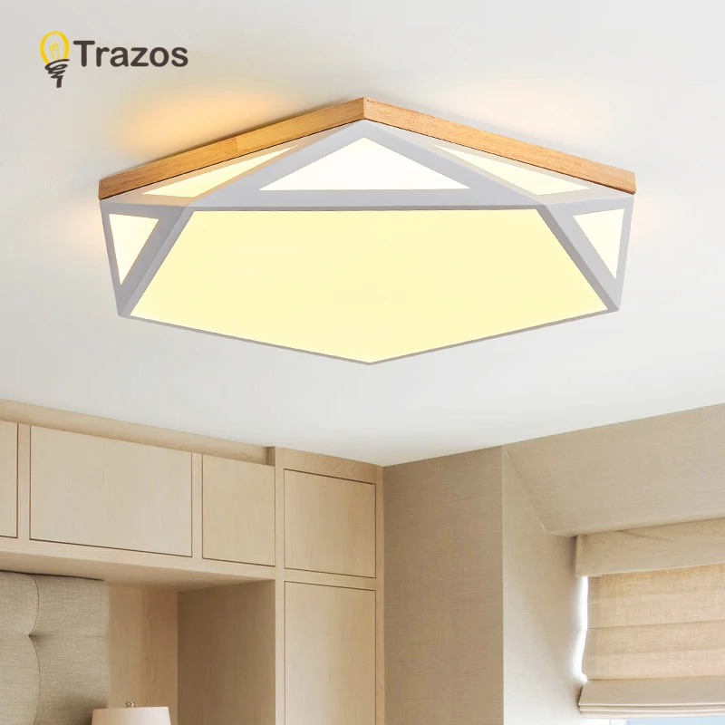 Us 69 74 44 Off Trazos Wooden Carton Star Shaped Led Ceiling Lights For Bedroom Study Room Ceiling Lamp Modern Surface Mounted Kids Lightings On