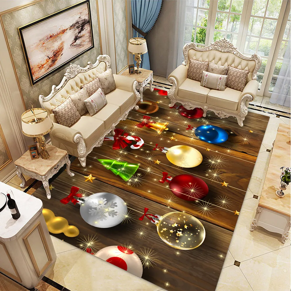 3D Рождественский коврик с изображением Санта-Клауса, Противоскользящие коврики для кухни, столовой, камина, напольные коврики, прочные фланелевые Рождественское украшение для дома, напольные коврики