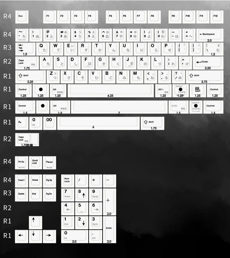 Enjoypbt Кепка японская 117 ключ PBT Материал термосублимационный процесс черный серый