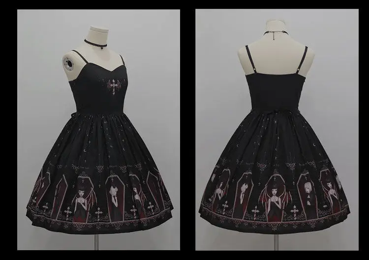 Vestido japonês gótico lolita jsk preto, para