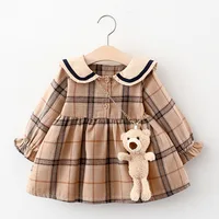 2024 Fall Newborn Baby Girl Dress Clothes Toddler Girls Princess Plaid Birthday Dresses For Infant Baby Clothing 0-2y Vestidos 1