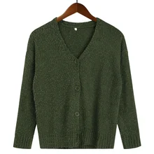 Spring and Autumn New Women's V-neck Solid Color Single-breasted Casual Cardigan Ladies Fashion Knitted Jacket Casual Sweater