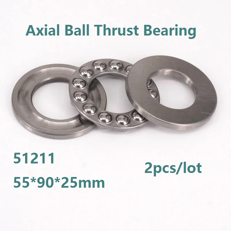 2pcs/lot High Quality 51211 55×90×25mm Axial Ball Thrust Bearing Plane thrust ball bearing Roller 55*90*25 mm | Обустройство дома