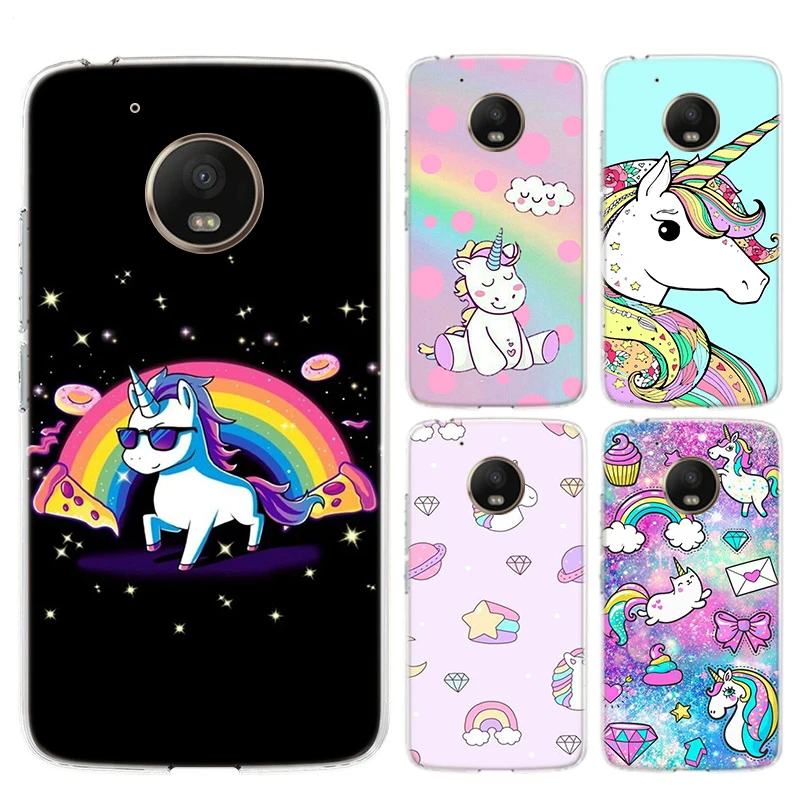 Rainbow Unicorn Bumper Soft Fashion Comic Phone case For Motorola MOTO G7 G6 G5S G5 E6 E5 E4 Plus power G4 Play Cover |