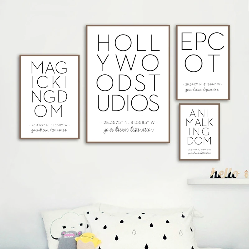 Плакаты и принты замка парк мира GPS координаты современный минимализм типография