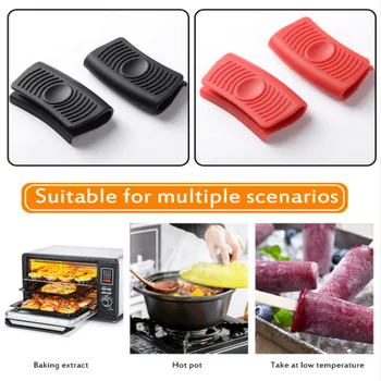 

Silicone Gloves Kitchen Tool Silicone Panhandle Mitts Cover Insulation Handle Oven Microwave Oven Non-slip Gripper 1Set Dropship