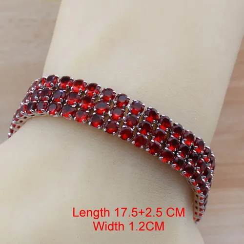 Роскошные свадебные комплекты ювелирных изделий Дубай костюм стерлингового серебра 925 AAA+ красные гранатовые наборы для женщин подарок - Окраска металла: Bracelet