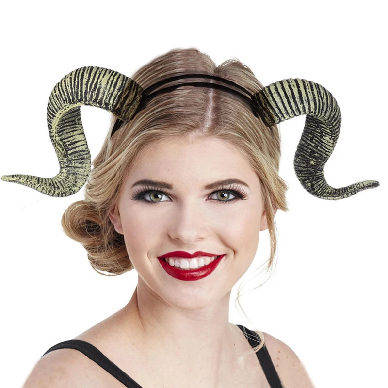 

Women Men Adults Sheep Horn Headband Cosplay Decor Hair Clip Xmas Halloween Headwear Hairband Props Demon Evil Gothic Handmade