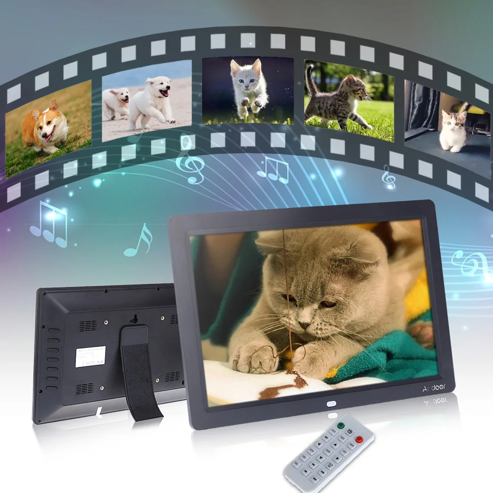 12 ''HD TFT-LCD 1280*800 полноэкранные цифровые фоторамки будильник MP3 MP4 видеоплеер с дистанционным управлением рабочего стола