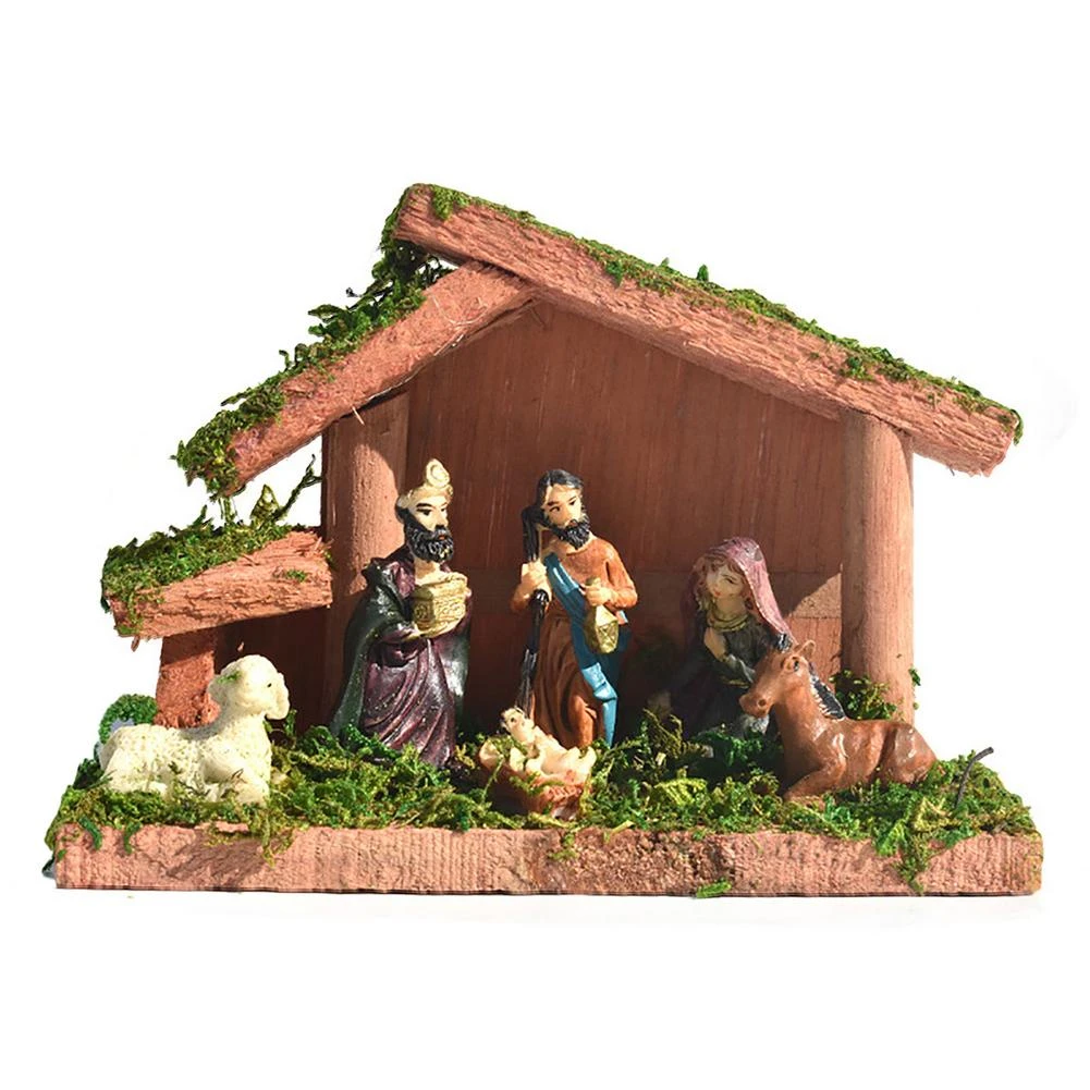 Christmas Manger 2022 Nativity Scene Indoor 2022 Mini Jesus Manger Ornament With And Moss Roof  Reallife Nativity Table Top Figurine Home Desktop Decor| | - Aliexpress