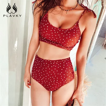 red and white polka dot high waisted bikini
