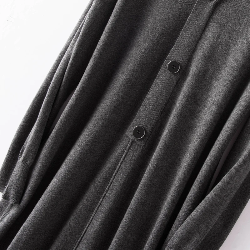 Высокое качество, стиль, весна, осень, зима, женское кашемировое свободное платье на пуговицах с v-образным вырезом, приталенное, винтажное, сексуальное, с длинным рукавом