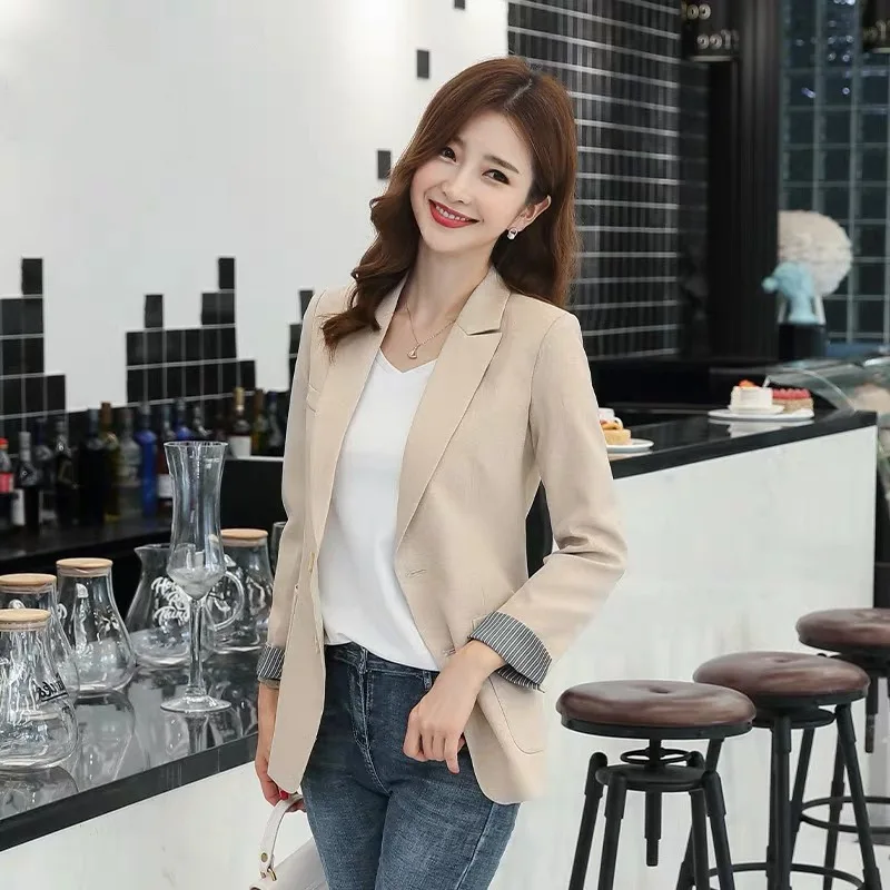 

2019 Autumn New Style Versatile Long Sleeve Small Suit Coat Women's Sense of Design Non-mainstream Korean-style Slimming Loose-F