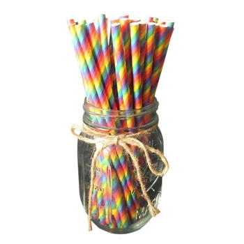 

Rainbow Disposable Drinking Straws Biodegradable Paper Straw For Wedding Birthday Party Supplies Decorations 2 2 2 2 1