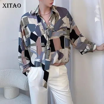 

XITAO Print Pattern Blouse Fashion New Wind Thin Satin Face with A Sense of Leisure 2020 Spring Single Breast Shirt ZLL4940