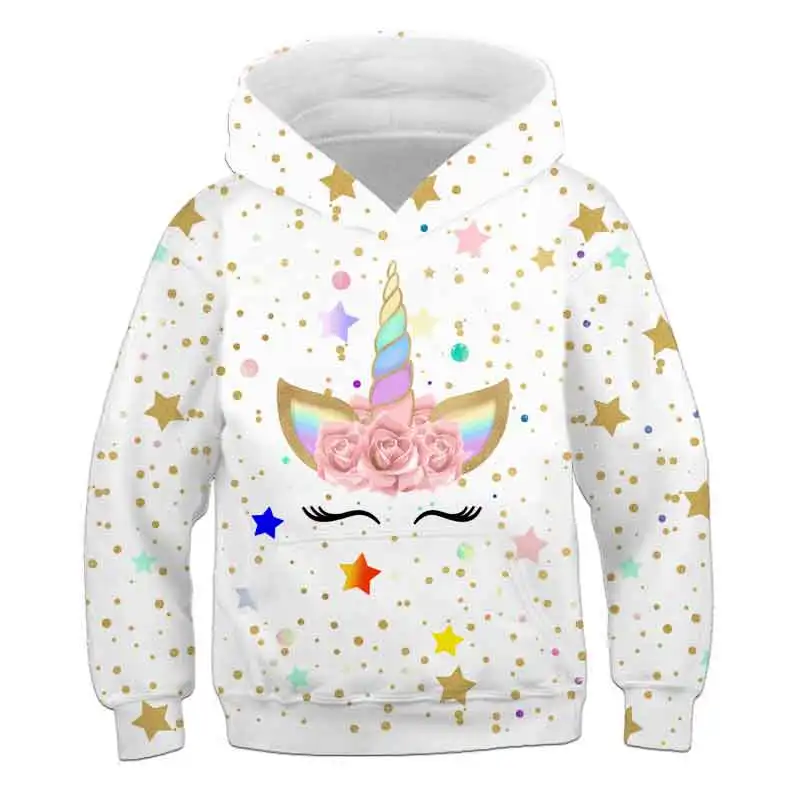 3d Unicorn Autumn And Winter Hoodies Cartoon Print Sweatshirt Boys