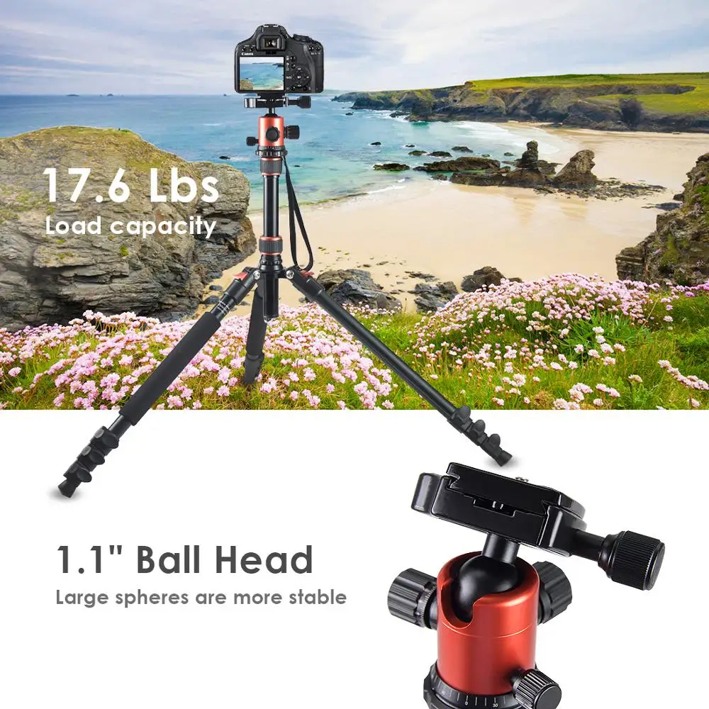 ZAYEX Lightweight Portable Professional Travel Camera Tripod aluminum tripod Head Monopod for SONY Canon digital DSLR camera
