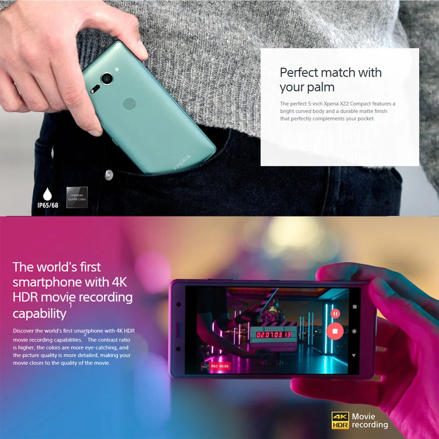 Мобильный телефон sony Xperia XZ2 H8314 LTE 5," 1080x2160p 4 Гб ОЗУ 64 Гб ПЗУ Snapdragon 845 19MP камера nfc-телефон на базе Android