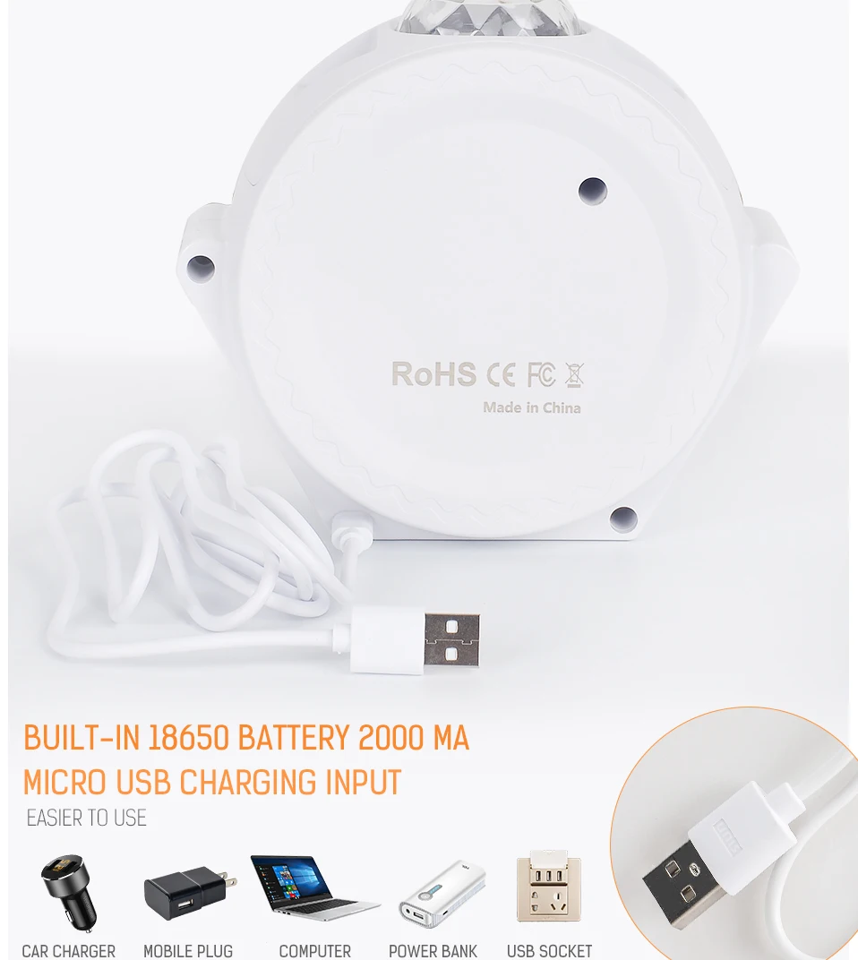 DC5V светодиодный сцена с прожекторами для дискотеки DJ Disco ball 18650 Батарея мощность Звук управление проектор музыка рождественские украшения для дома