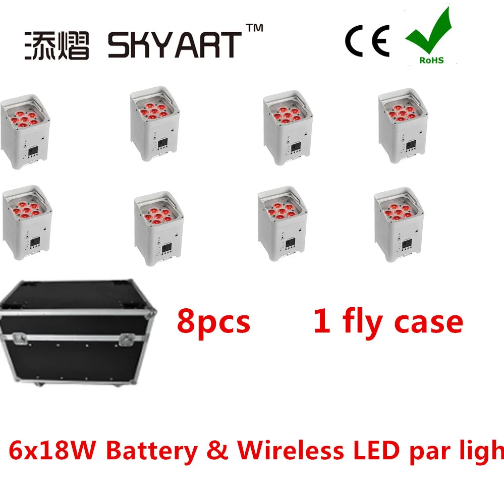 8pcs1 road case Профессиональный Фабричный дешевый чехол 6x18W Светодиодный аккумулятор RGBWA светодиодный светильник - Цвет: 8pcs1 road case