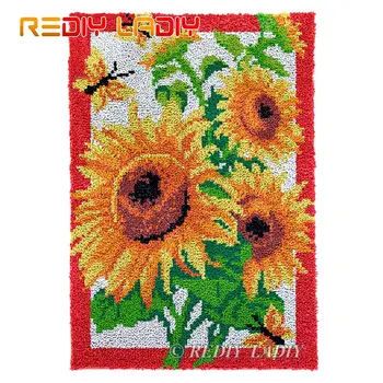 

Latch Hook Rug Summer Sunflowers Chunky Yarn Tapestry Kits Crochet Cushion Mat DIY Carpet Rug Needlework Hobby & Crafts 58*82cm