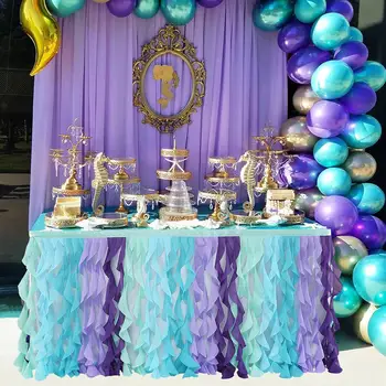 

GloryStar Christmas Ocean Series Color Tulle Table Skirt for Wedding Party Decor