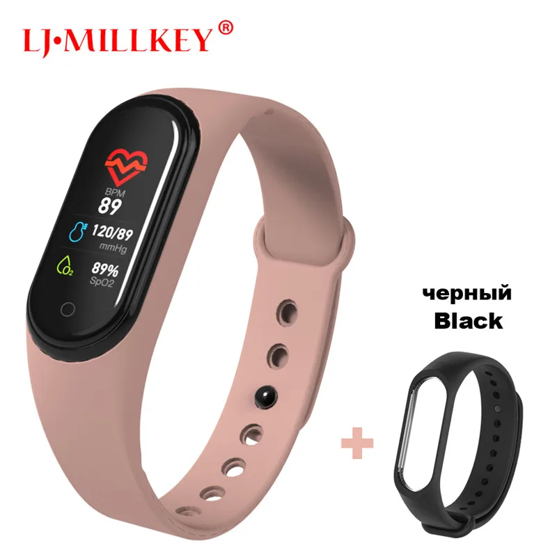 M4 Pink x Black Умный Браслет Интеллектуальный трекер активности M4 умный Браслет Смарт-браслет 4 пульсометр фитнес-трекер умные часы для мужчин и женщин - Цвет: M4 Pink x Black