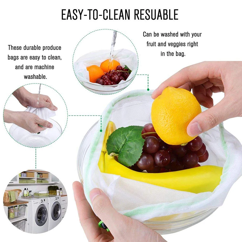12 шт многоразовые кухонные сумки для хранения Drawstring фруктовая растительная пища сумка для хранения на кухне контейнер органайзер для хранения на кухне инструменты