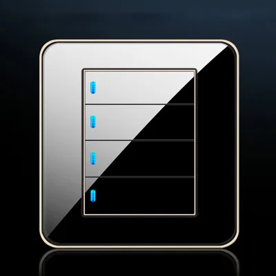 Тип 86 бытовой выключатель розетка любая точка черное зеркало стекло светодиодный 1 2 3 4 банды 1Way 2Way настенный выключатель розетка панель ЕС USB разъем - Цвет: 4Gang 2Way