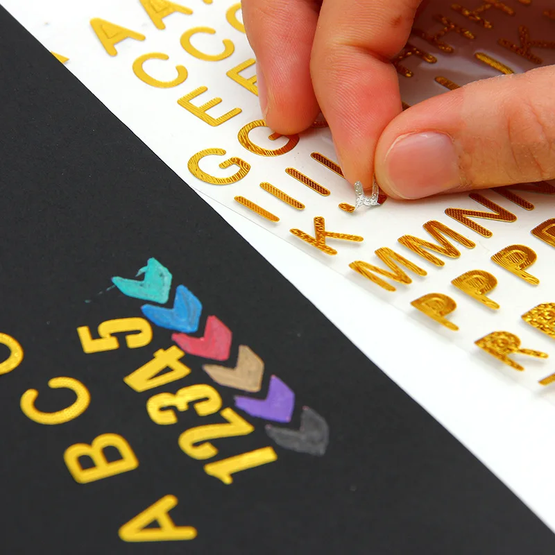 

1Pcs English Number Retro Bronzing Stationery Sticker Diary DIY Gold Silver Decorative Stickers Handmade Stickers Scrapbooking