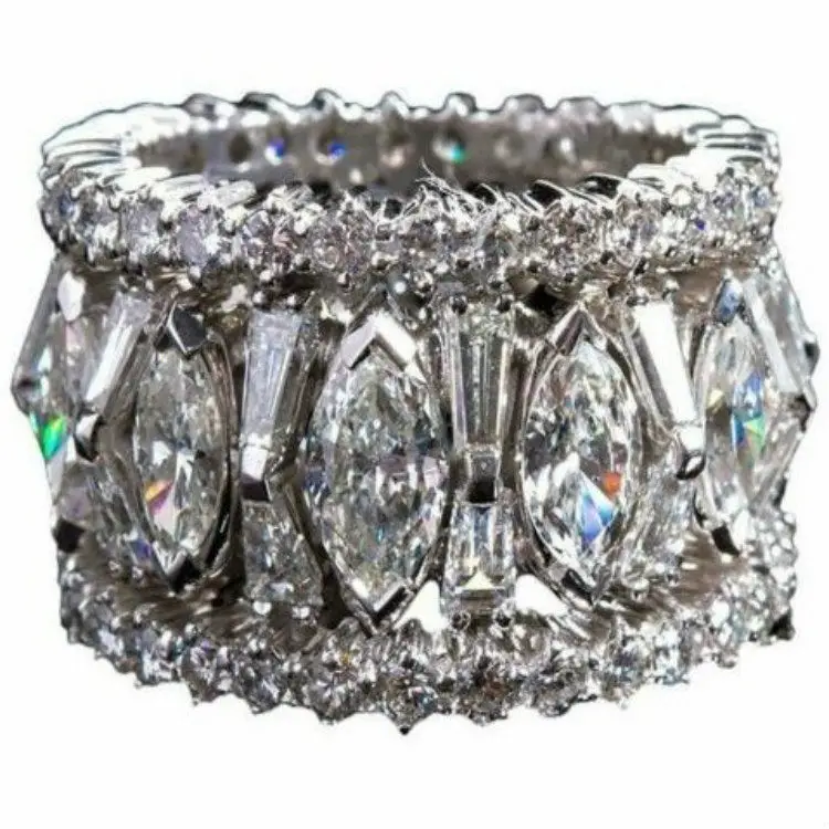Size 6-10 Rings Women Jewelry White Wedding Gorgeous 925 Silver