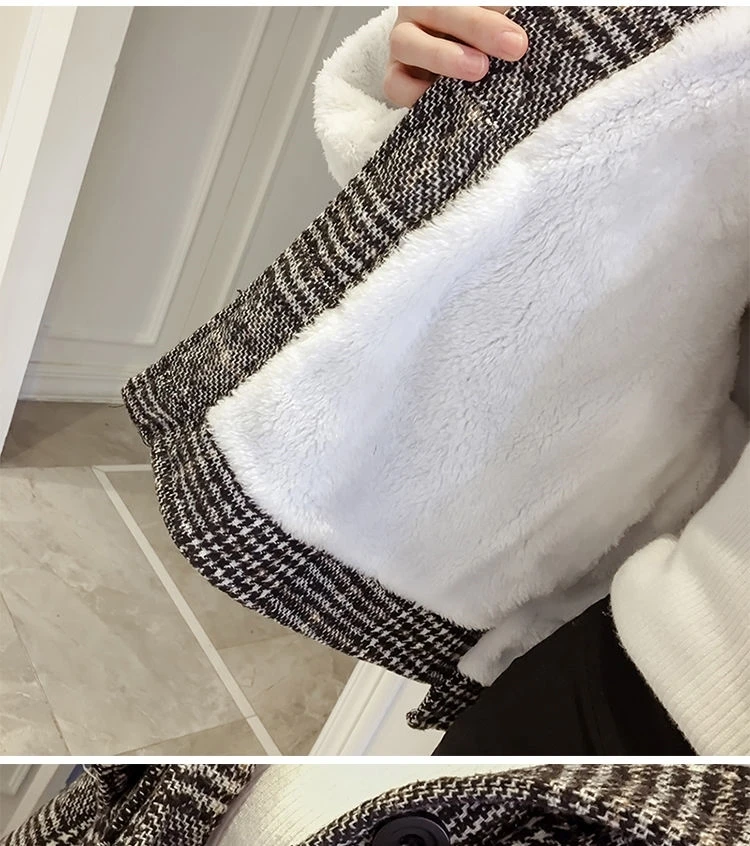 S-4XL Женская куртка зимняя утепленная модная одежда теплая шерстяная смесь женская элегантная однобортная флисовая куртка