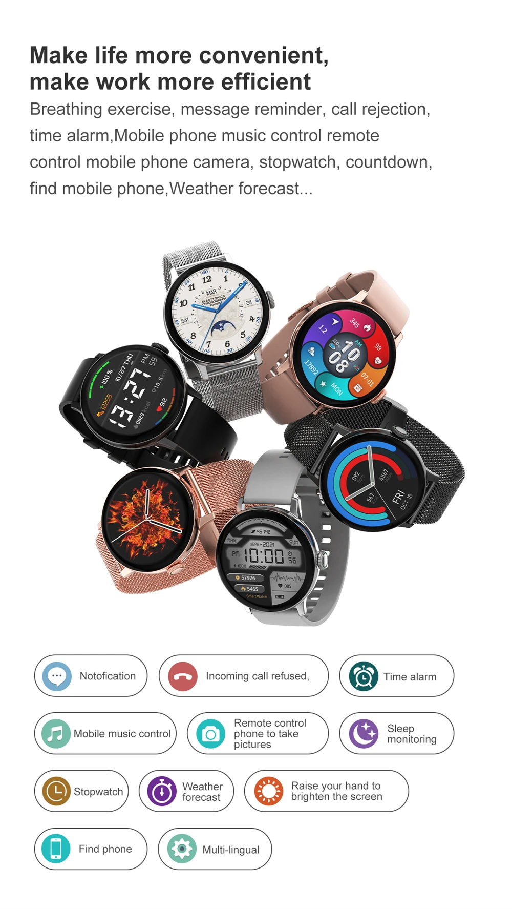 New Smartwatch IP68 Waterproof Men Sport Fitness Tracker Women Smart Watch Clock  for iPhone 12 Xiaomi Redmi Apple Samsung phone