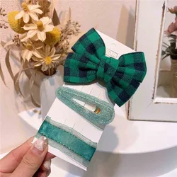 Plaid Bow Hairpin Simple And Cute Children's Hair Accessories Set New Korean Headwear