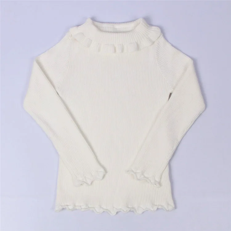 Funfeliz/свитер для маленьких девочек водолазка в рубчик для девочек, г., зимние топы, одежда Детский кардиган, пуловер для малышей от 12 месяцев до 5 лет, черный и серый цвета - Цвет: white