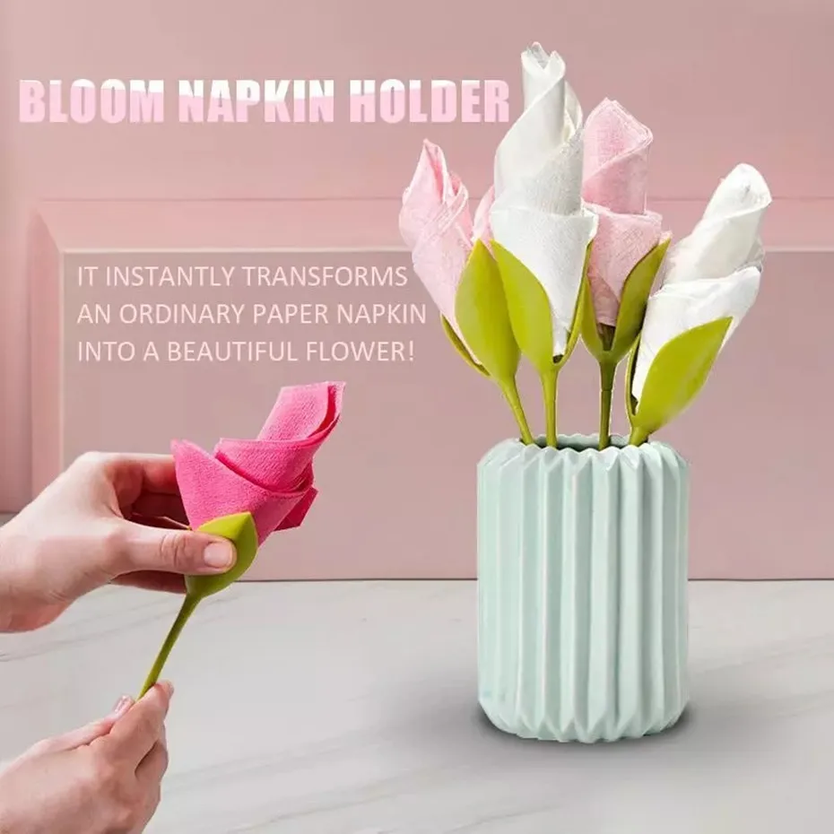 

Green PP Party Supplies Napkin Holder 1/4/6/8 Pcs Home Use Twist Flower Serviette Holders Table Decor