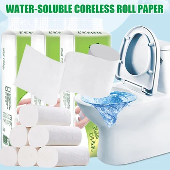 

12 Roll Instant Soluble Toilet Paper Bulk Roll Bath Bathtoom Paper Towel 4-ply Tissue Skin-friendly Soft Tissue for Baby Adult