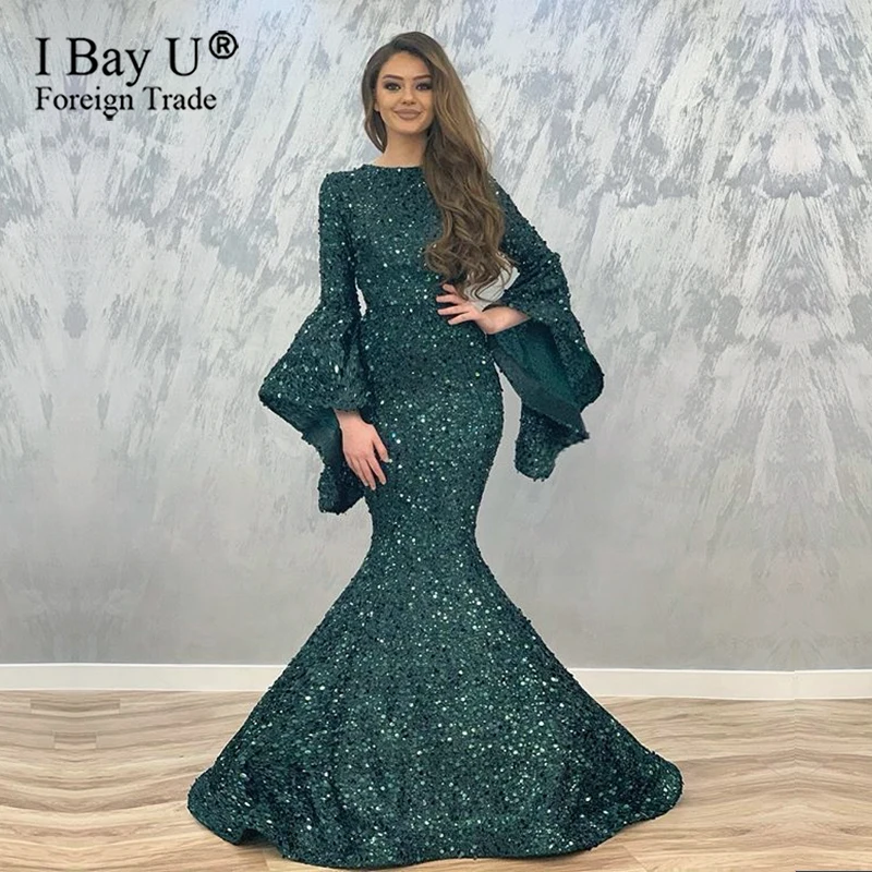 Sequin Saudi Arabian Mermaid Avondjurken 2020 Dubai Kaftan Marokkaanse Kant Puffy Lange Mouw Landingsbaan Mode Formele Prom Jassen Sequin Saudi Arabian Mermaid Avondjurken 2020 Dubai Kaftan Marokkaanse Kant Puffy Lange Mouw Landingsbaan Mode Formele Prom Jassen