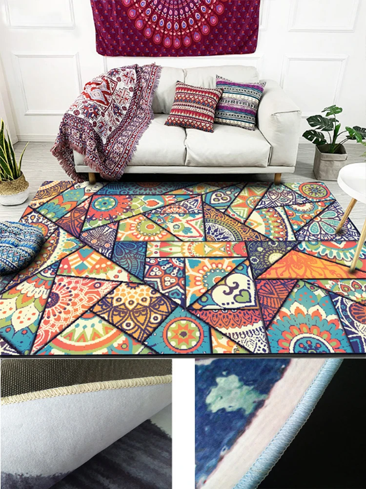 Retro national wind Bohemian soft rug living room bedroom kitchen corridor floor carpet full of home decoration kids mats