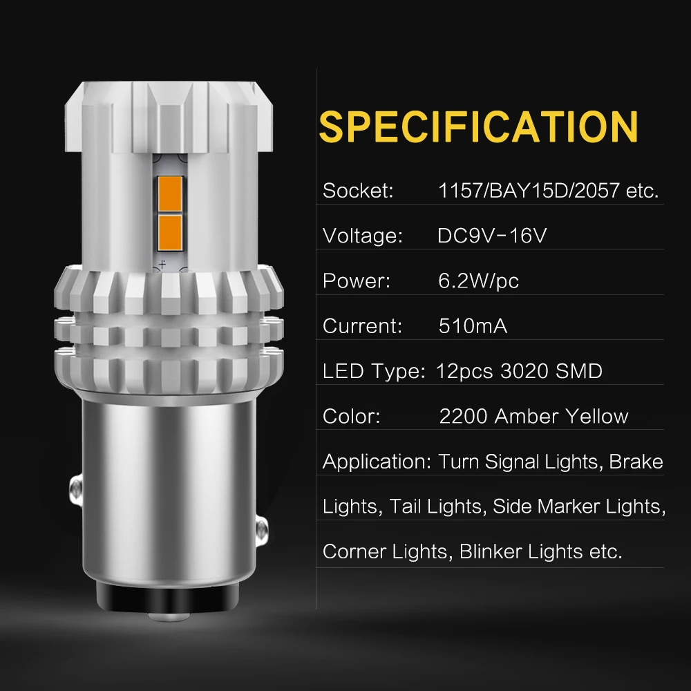 2 шт. 1157 P21/W5 BAY15D 2057 светодиодный Автомобильные стоп-сигналы 1 2 шт. 3020 SMD светодиодный Автомобильные фары дневного света стоп хвостовые лампы 12V янтарно-желтый