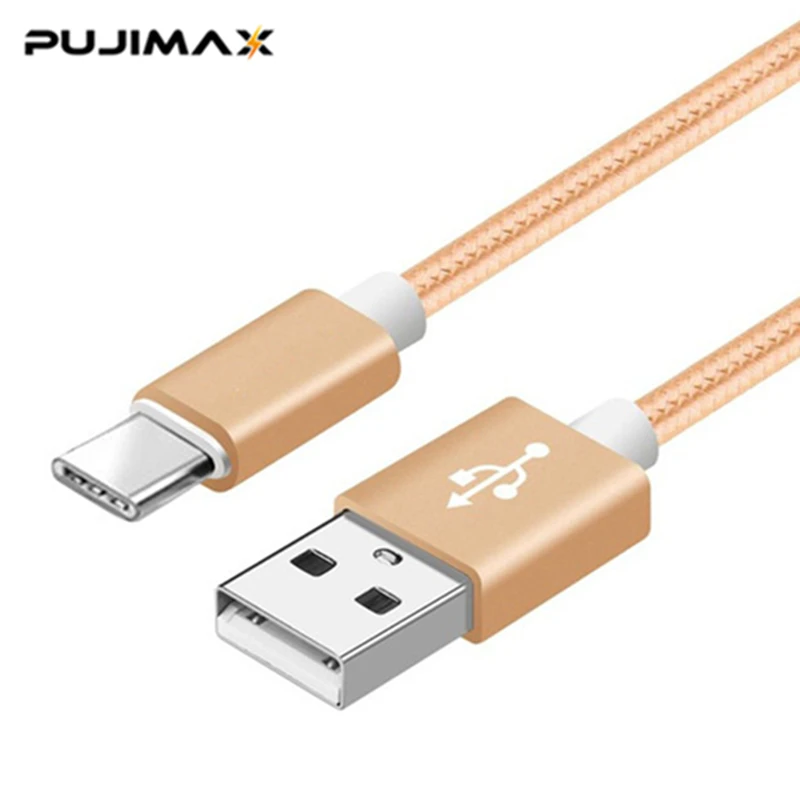 PUJIMAX USB кабель с нейлоновой оплеткой Usb Тип Кабеля C кабель для быстрой зарядки для samsung Galaxy USB кабель для Macbook Xiaomi mi 8 A1 зарядный шнур - Цвет: gold