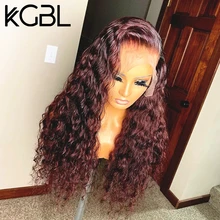 KGBL 13*6 1B/99J цветной парик из человеческих волос на кружеве с детскими волосами "-24" бразильские не Реми волосы парики 130% плотность средний коэффициент