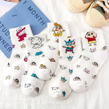 

Women cartoon character cotton socks art female character patterend short cute socks hipster fashion japanese print crew socks