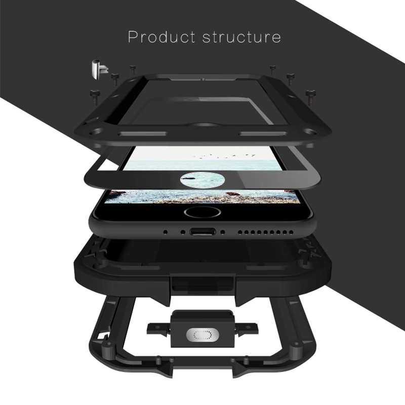 LOVE MEI Алюминиевый металлический чехол для iPhone 8 8 Plus, мощный защитный противоударный водонепроницаемый чехол для iPhone 8 8 Plus, чехол