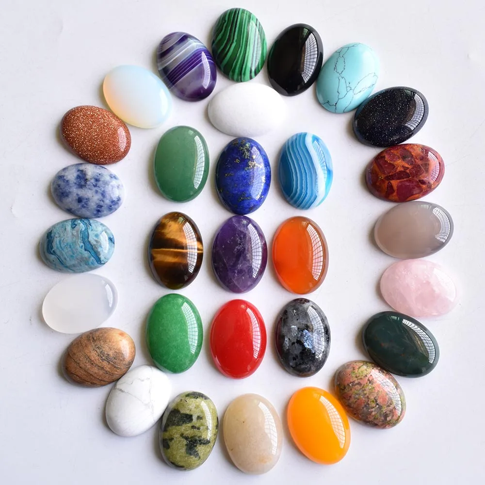 

Wholesale 30pcs/lot 18x25mm hot sell natural stone mixed Oval CAB CABOCHON teardrop beads for jewelry making Free shipping