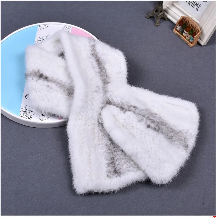Autumn Winter New Mink Woven Fur Collar Female Fashion Warm Comfortable Scarf Men And Women Double-sided Luxury Cross Shawl